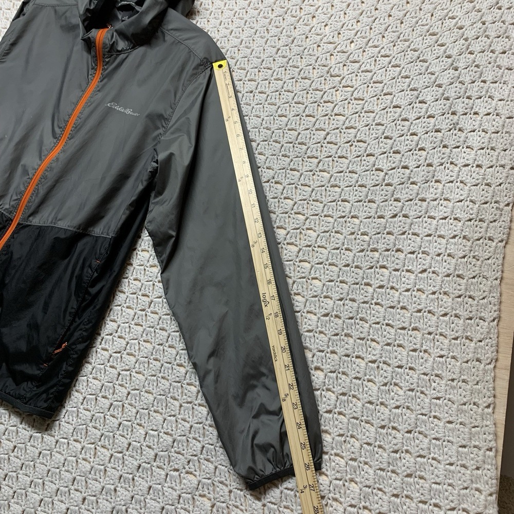 Eddie Bauer Hooded Windbreaker Rain Jacket Men Sz S Gray Colorblock Zip Pockets‎ - Picture 6 of 10